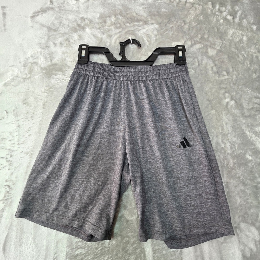Adidas Boys Grey Heathered Athletic Shorts Size L 14/16 AG10385